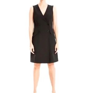NWT Max Studio Black Sleeveless Double Breasted Twill Dress S